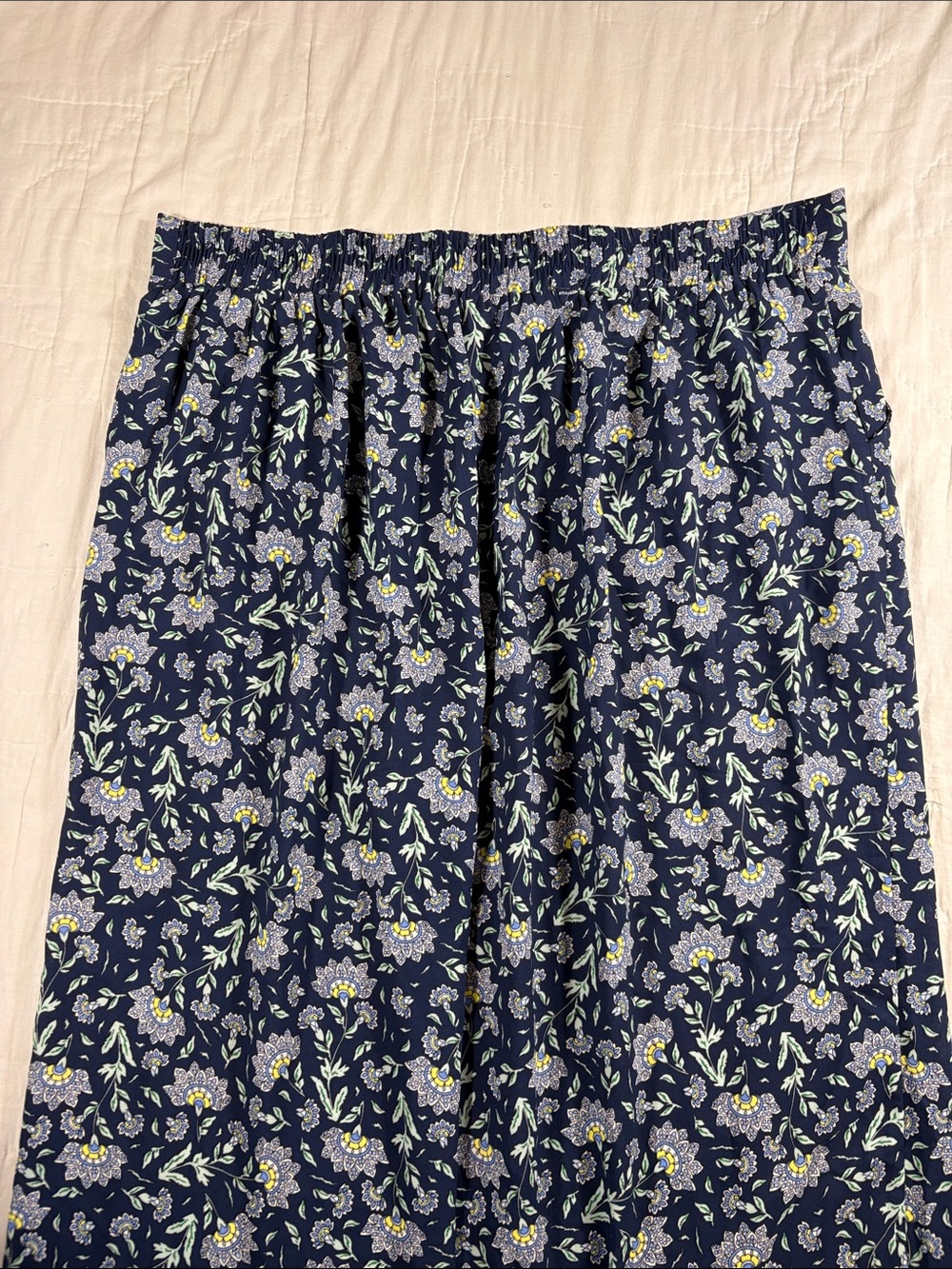NWT Max Studio Plus Size 2X Navy Blue Floral Wide Leg Resortwear Palazzo Pants - Picture 6 of 12